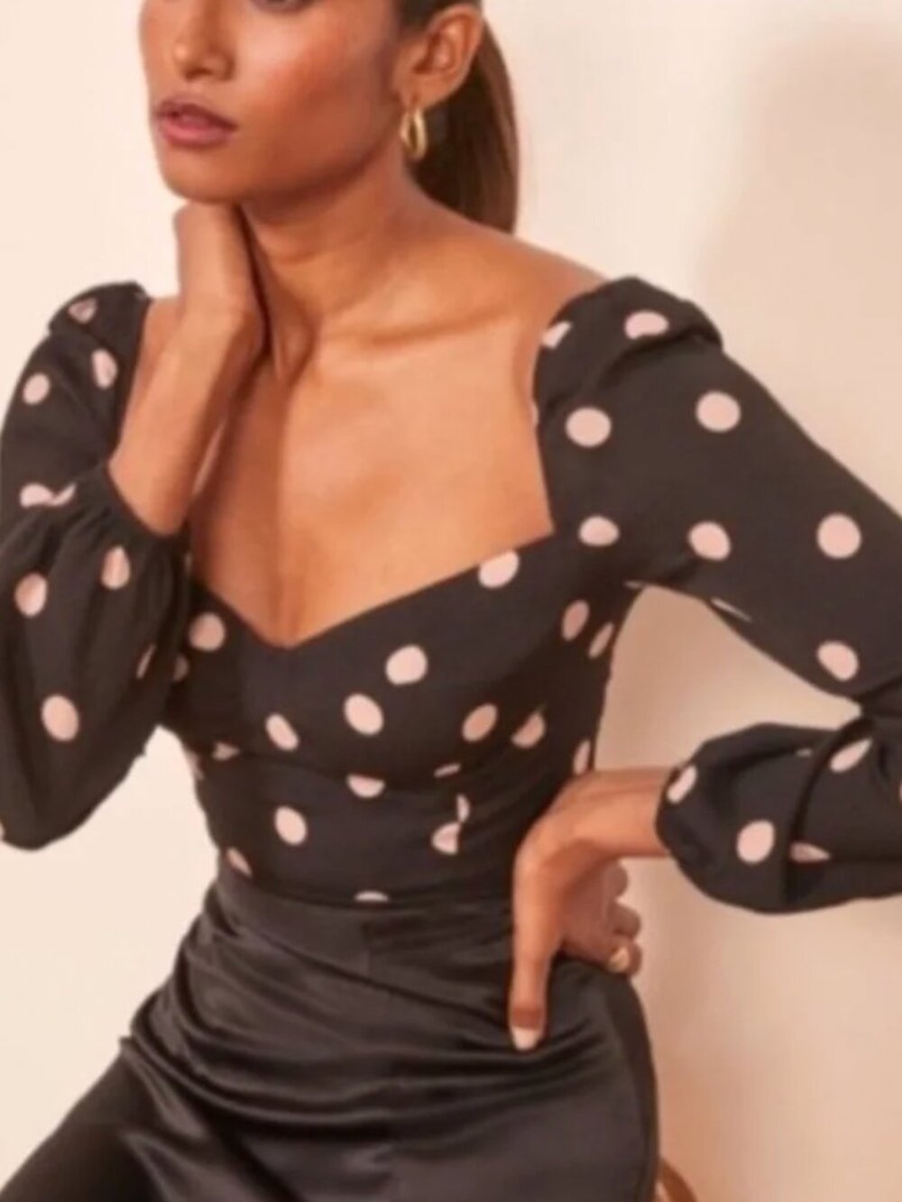 Reformation Reign Top in Kisses size 8 black/pink